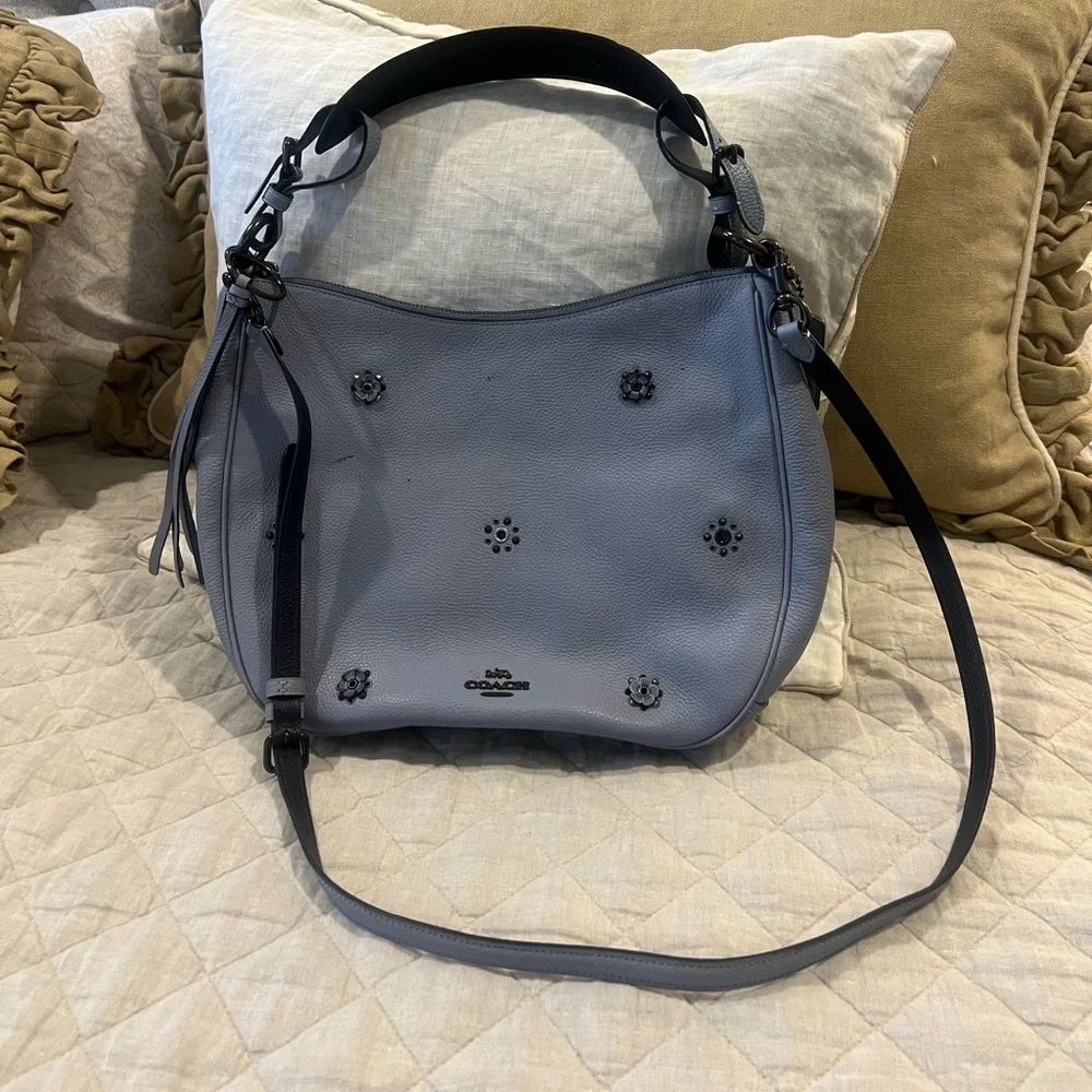 Coach Sutton Leather Hobo With Scattered Rivets Mist